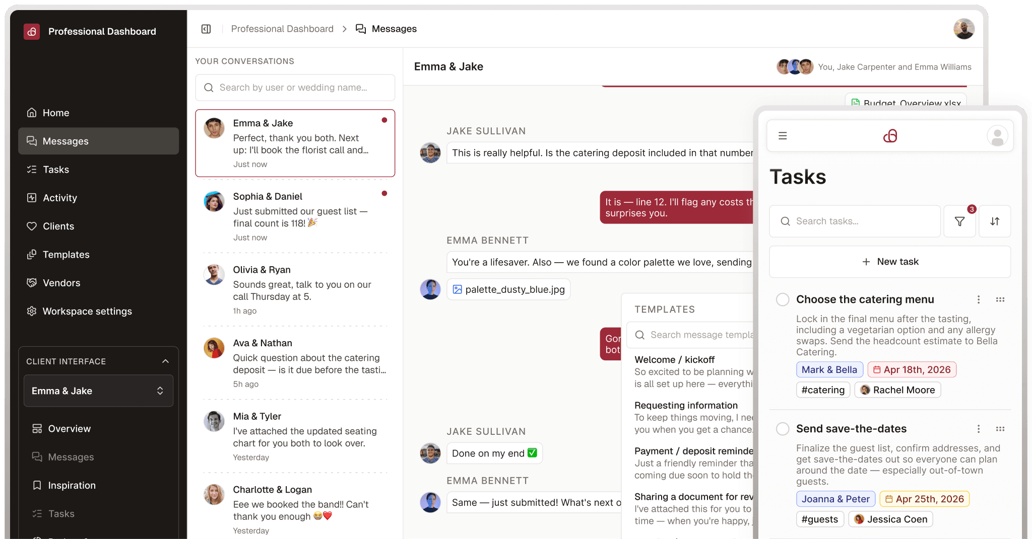 Planner workspace dashboard preview